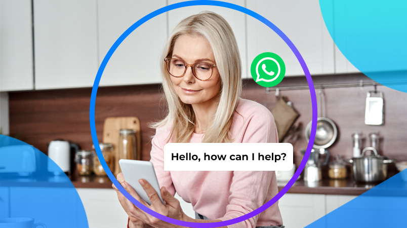 WhatsApp business blog with chatbot helping a lady