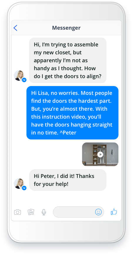 Support through Facebook Messenger