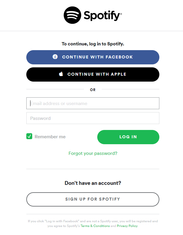 spotify login