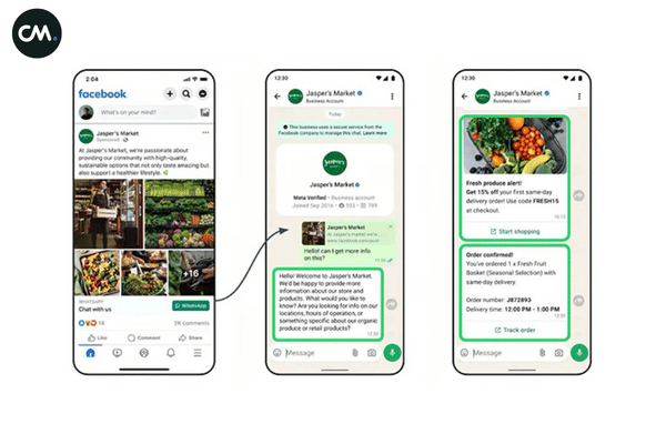 企業SNSからWhatsAppに誘導するイメージ